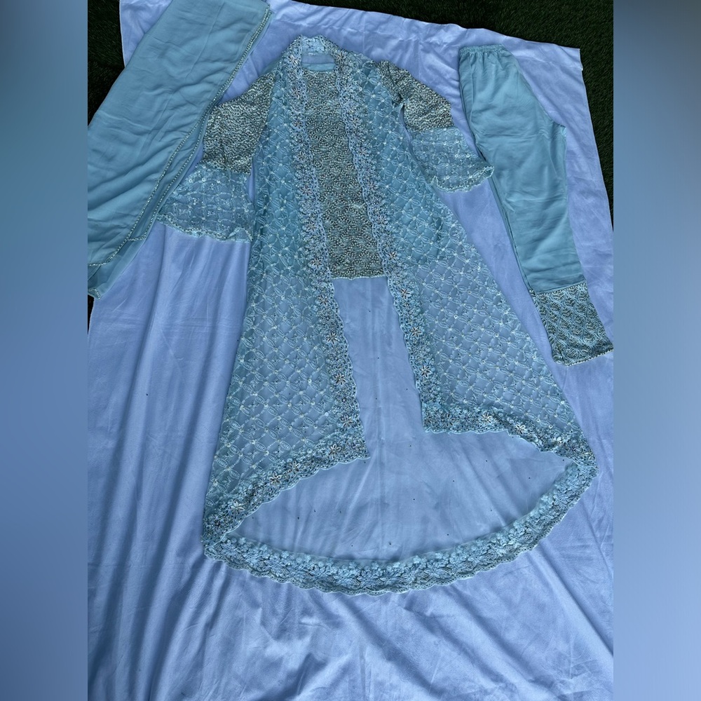 Elegant Sky Blue Dress With Pretty Cardigan! Only wore once.